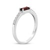 Thumbnail Image 2 of Baguette-Cut Garnet & White Lab-Created Sapphire Ring Sterling Silver