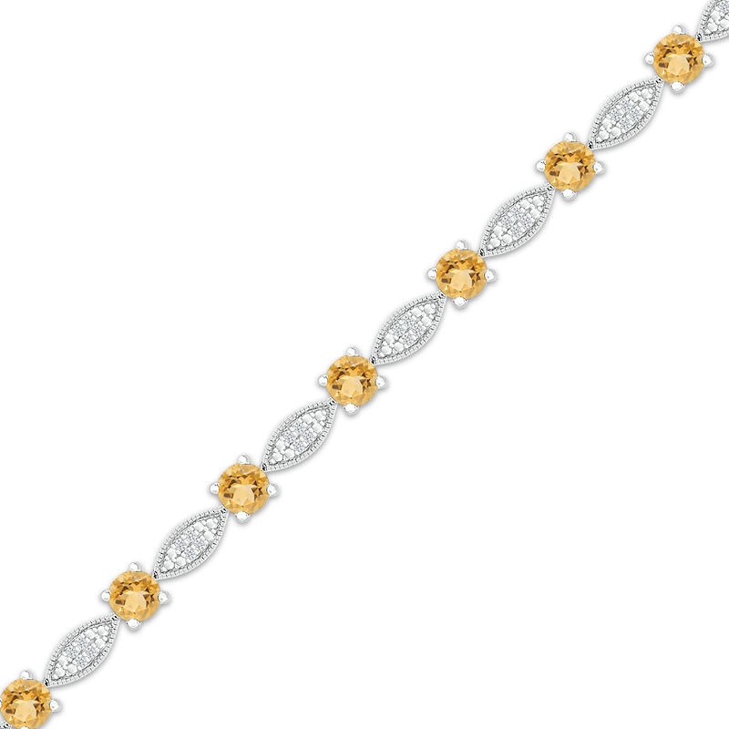 Main Image 2 of Citrine & White Lab-Created Sapphire Milgrain Frame Bracelet Sterling Silver 7.5"