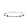 Thumbnail Image 1 of Peridot & White Lab-Created Sapphire Milgrain Frame Bracelet Sterling Silver 7.5"