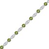 Thumbnail Image 2 of Peridot & White Lab-Created Sapphire Milgrain Frame Bracelet Sterling Silver 7.5"