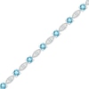 Thumbnail Image 2 of Swiss Blue Topaz & White Lab-Created Sapphire Milgrain Frame Bracelet Sterling Silver 7.5"