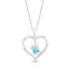 Thumbnail Image 0 of Heart-Shaped Swiss Blue Topaz & White Lab-Created Sapphire Paw Print Sterling Silver 18"
