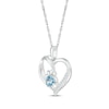 Thumbnail Image 1 of Heart-Shaped Swiss Blue Topaz & White Lab-Created Sapphire Paw Print Sterling Silver 18"