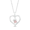 Thumbnail Image 1 of Heart-Shaped Lab-Created Opal & White Lab-Created Sapphire Paw Print Necklace Sterling Silver 18"