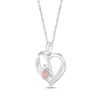 Thumbnail Image 1 of Heart-Shaped Lab-Created Opal & White Lab-Created Sapphire Paw Print Necklace Sterling Silver 18"