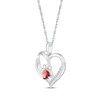 Thumbnail Image 2 of Heart-Shaped Garnet & White Lab-Created Sapphire Paw Print Necklace Sterling Silver 18"