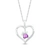 Thumbnail Image 1 of Heart-Shaped Amethyst & White Lab-Created Sapphire Paw Print Necklace Sterling Silver 18"