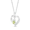 Thumbnail Image 2 of Heart-Shaped Peridot & White Lab-Created Sapphire Paw Print Necklace Sterling Silver 18"