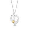 Thumbnail Image 2 of Heart-Shaped Citrine & White Lab-Created Sapphire Paw Print Necklace Sterling Silver 18"