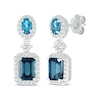 Thumbnail Image 1 of Oval & Emerald-Cut Blue Topaz & White Lab-Created Sapphire Drop Earrings Sterling Silver
