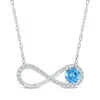 Thumbnail Image 1 of Swiss Blue Topaz & White Lab-Created Sapphire Infinity Necklace Sterling Silver 18"
