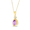 Thumbnail Image 2 of Pear-Shaped Amethyst & Diamond Accent Necklace 10K Yellow Gold 18"