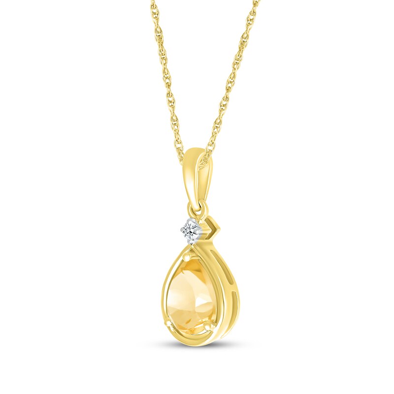 Main Image 2 of Pear-Shaped Citrine & Diamond Accent Necklace 10K Yellow Gold 18"