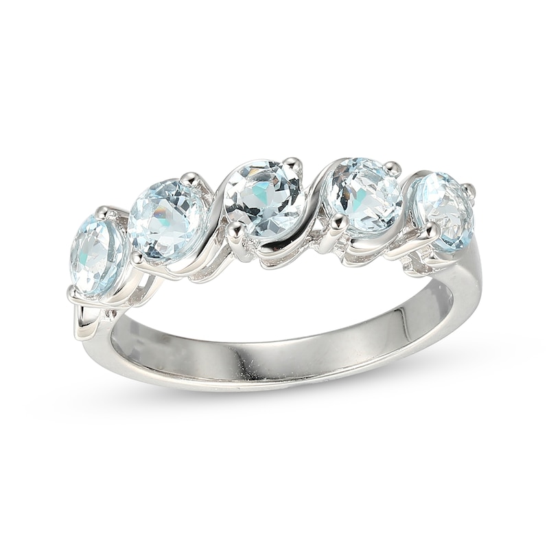 Main Image 1 of Aquamarine Five-Stone Ring Sterling Silver