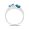 Thumbnail Image 2 of London, Swiss & Sky Blue Topaz & White Lab-Created Sapphire Multi-Row Ring Sterling Silver
