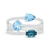 Thumbnail Image 3 of London, Swiss & Sky Blue Topaz & White Lab-Created Sapphire Multi-Row Ring Sterling Silver