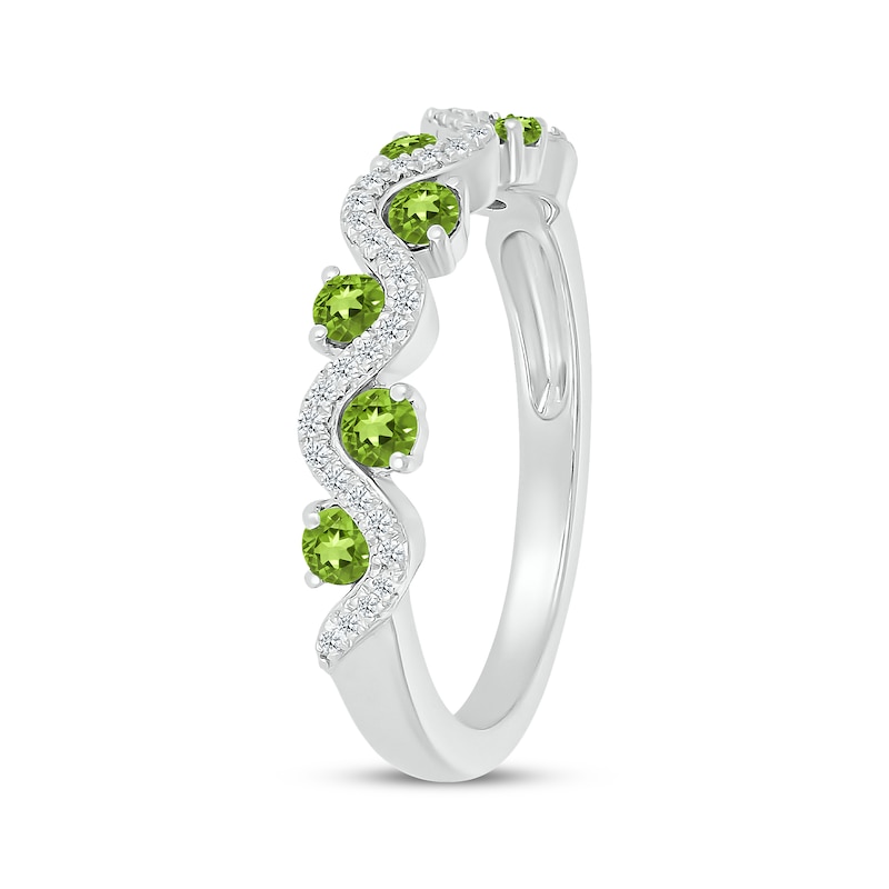 Main Image 2 of Peridot & Diamond Wavy Ring 1/8 ct tw Sterling Silver