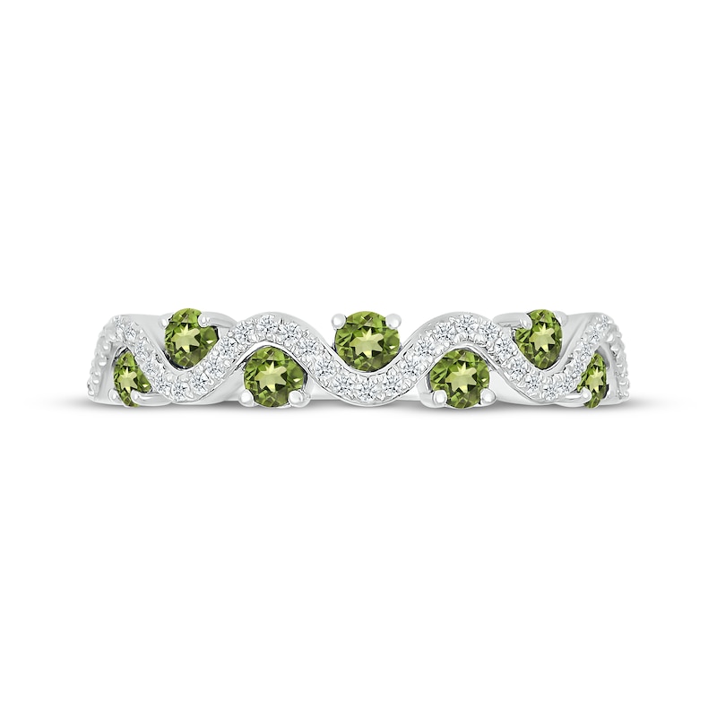 Main Image 4 of Peridot & Diamond Wavy Ring 1/8 ct tw Sterling Silver