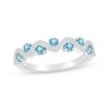 Thumbnail Image 1 of Swiss Blue Topaz & Diamond Wavy Ring 1/8 ct tw Sterling Silver
