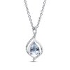 Thumbnail Image 1 of Pear-Shaped Aquamarine & Diamond Necklace 1/10 ct tw Sterling Silver 18”