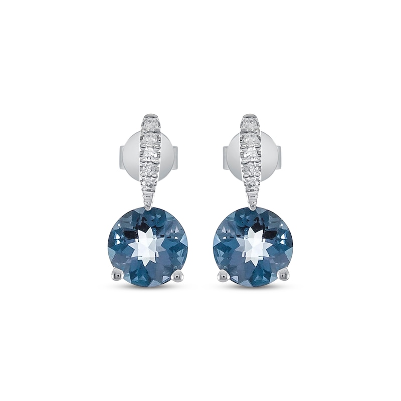Main Image 2 of London Blue Topaz & Diamond Drop Earrings 1/20 ct tw Sterling Silver