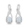 Thumbnail Image 1 of Oval-Cut Lab-Created Opal & White Lab-Created Sapphire Twist Drop Earrings Sterling Silver