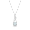 Thumbnail Image 1 of Oval-Cut Lab-Created Opal & White Lab-Created Sapphire Twist Drop Necklace Sterling Silver 18&quot;