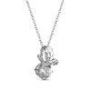 Thumbnail Image 1 of White Lab-Created Sapphire & Diamond-Cut Butterfly Necklace Sterling Silver 18"