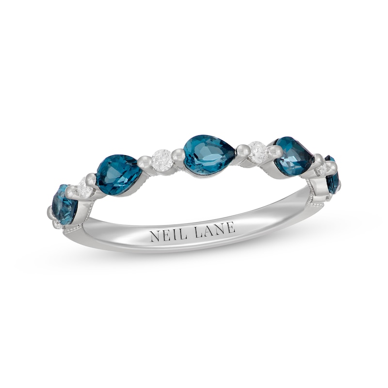 Neil Lane Pear-Shaped London Blue Topaz & Round-Cut Diamond Anniversary ...