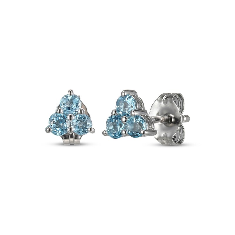 Main Image 1 of Swiss Blue Topaz Trio Stud Earrings Sterling Silver