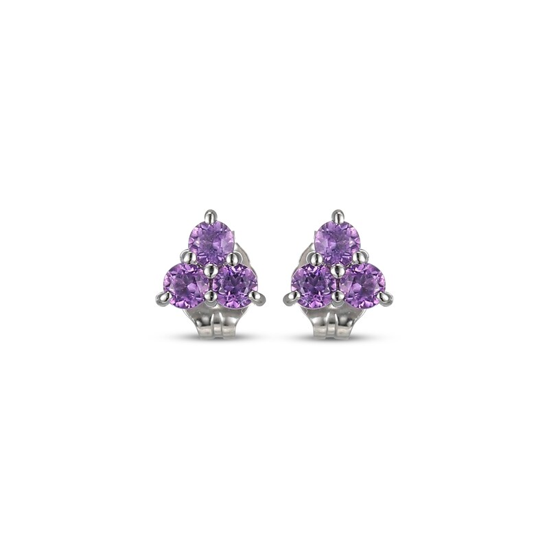 Main Image 2 of Amethyst Trio Stud Earrings Sterling Silver