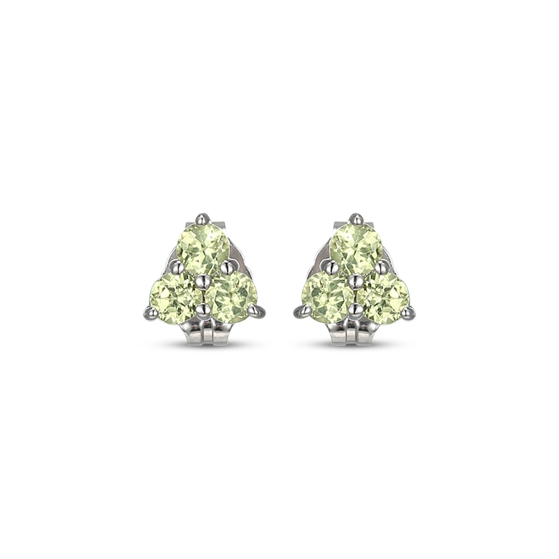 Main Image 2 of Peridot Trio Stud Earrings Sterling Silver