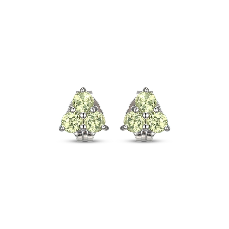 Peridot Trio Stud Earrings Sterling Silver