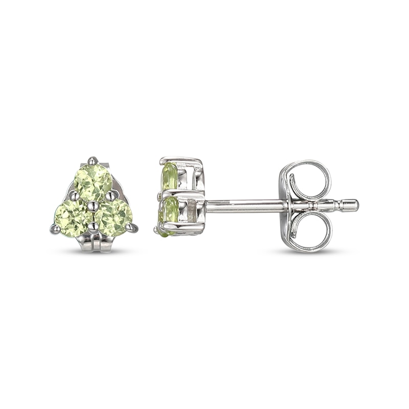 Main Image 3 of Peridot Trio Stud Earrings Sterling Silver