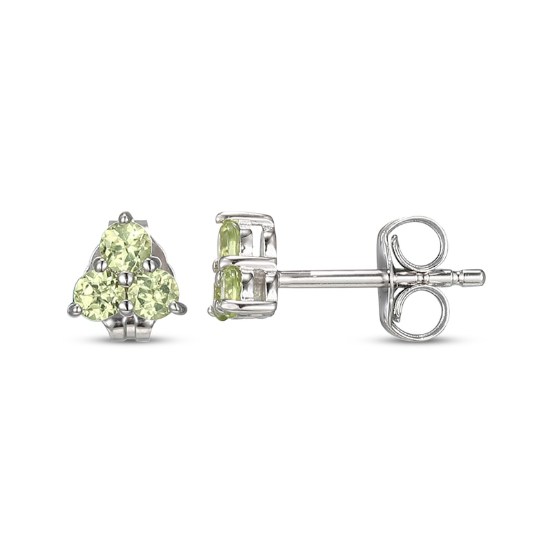 Peridot Trio Stud Earrings Sterling Silver