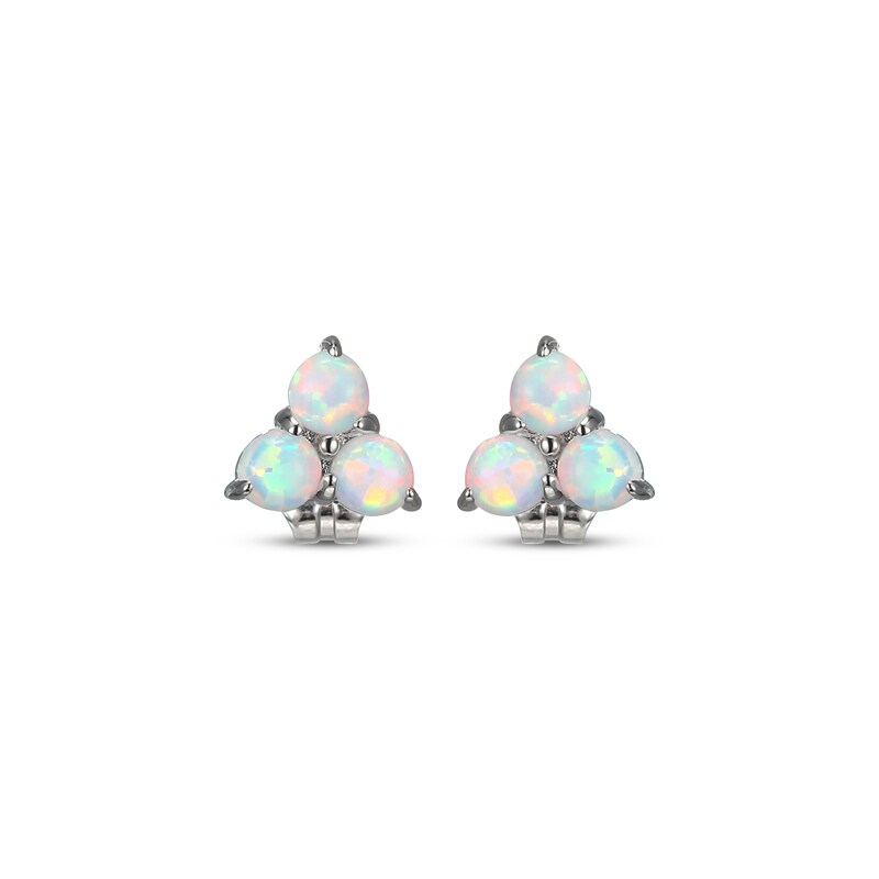 Main Image 2 of Lab-Created Opal Trio Stud Earrings Sterling Silver