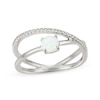 Thumbnail Image 1 of Lab-Created Opal & White Lab-Created Sapphire Crossover Ring Sterling Silver