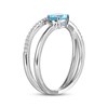 Thumbnail Image 2 of Swiss Blue Topaz & White Lab-Created Sapphire Crossover Ring Sterling Silver