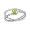 Thumbnail Image 1 of Peridot & White Lab-Created Sapphire Crossover Ring Sterling Silver