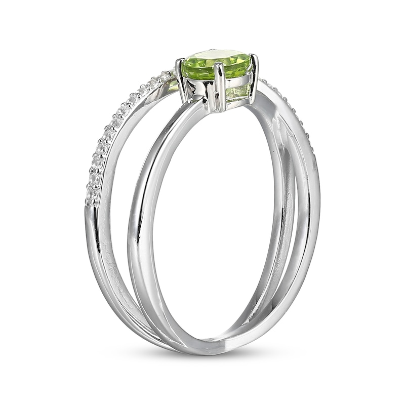 Main Image 2 of Peridot & White Lab-Created Sapphire Crossover Ring Sterling Silver