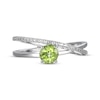 Thumbnail Image 3 of Peridot & White Lab-Created Sapphire Crossover Ring Sterling Silver