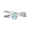 Thumbnail Image 3 of Aquamarine & White Lab-Created Sapphire Crossover Ring Sterling Silver