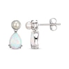 Thumbnail Image 3 of Pear-Shaped Lab-Created Opal & Cultured Pearl Drop Earrings Sterling Silver