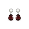 Thumbnail Image 2 of Pear-Shaped Garnet & Cultured Pearl Drop Earrings Sterling Silver