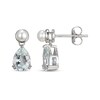 Thumbnail Image 3 of Pear-Shaped Aquamarine & Cultured Pearl Drop Earrings Sterling Silver