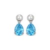 Thumbnail Image 2 of Pear-Shaped Swiss Blue Topaz & Cultured Pearl Drop Earrings Sterling Silver