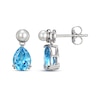 Thumbnail Image 2 of Pear-Shaped Swiss Blue Topaz & Cultured Pearl Drop Earrings Sterling Silver