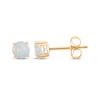 Thumbnail Image 1 of Lab-Created Opal Solitaire Stud Earrings 10K Yellow Gold