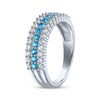 Thumbnail Image 2 of Swiss Blue Topaz & White Lab-Created Sapphire Three-Row Ring Sterling Silver