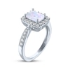 Thumbnail Image 2 of Cushion-Cut Lab-Created Opal & White Lab-Created Sapphire Ring Sterling Silver